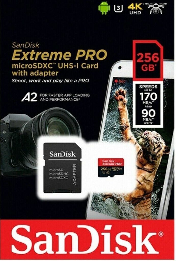 Sandisk extreme pro microsdxc uhs-i card with adapter 256GB