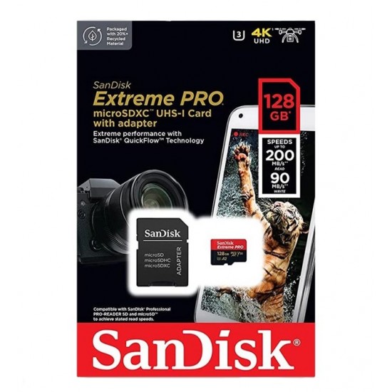 Sandisk extreme pro microsdxc uhs-i card with adapter 128GB