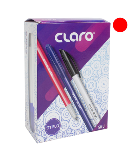 Claro Stelo Ball-Pen Rojo Ink 50pcs