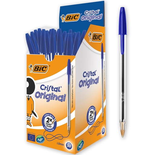 UN CARTON DE BIC BLEU